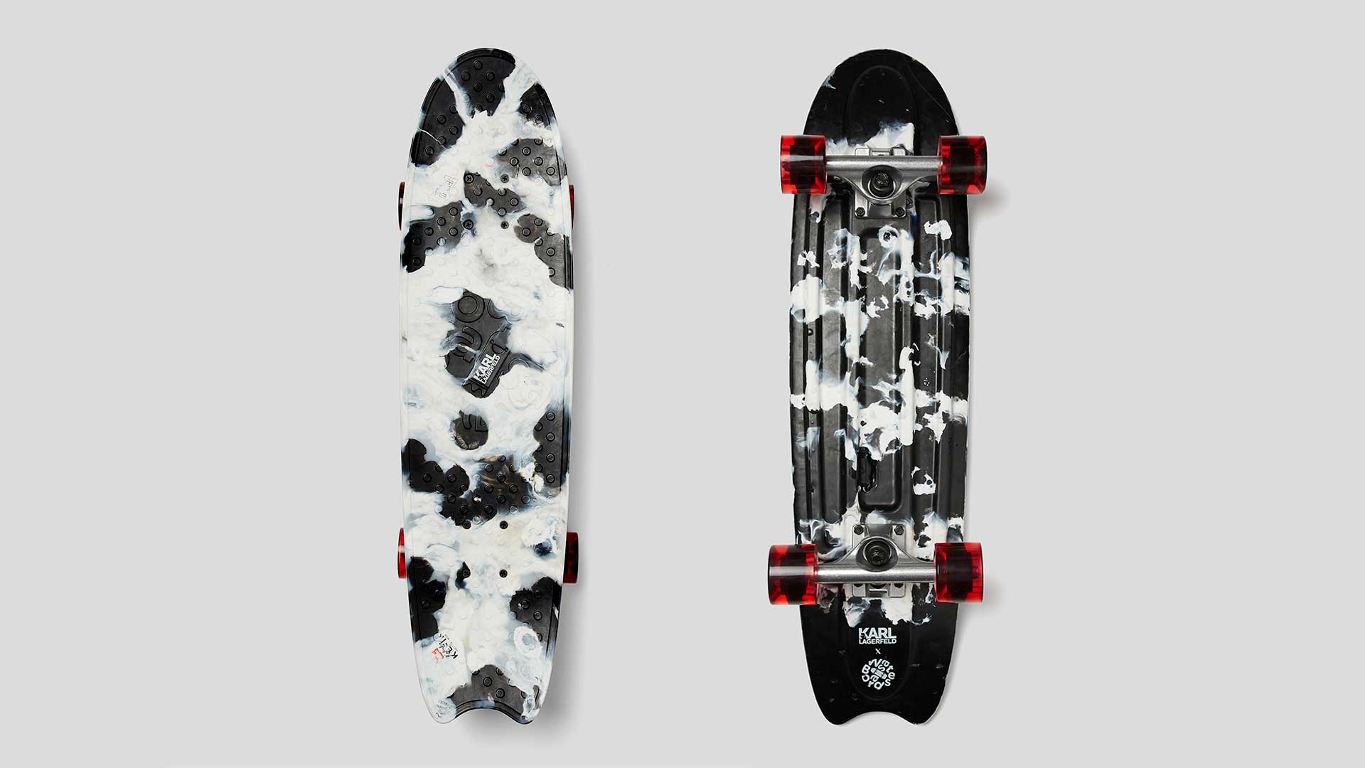 Karl Lagerfeld skateboard, topview and underside